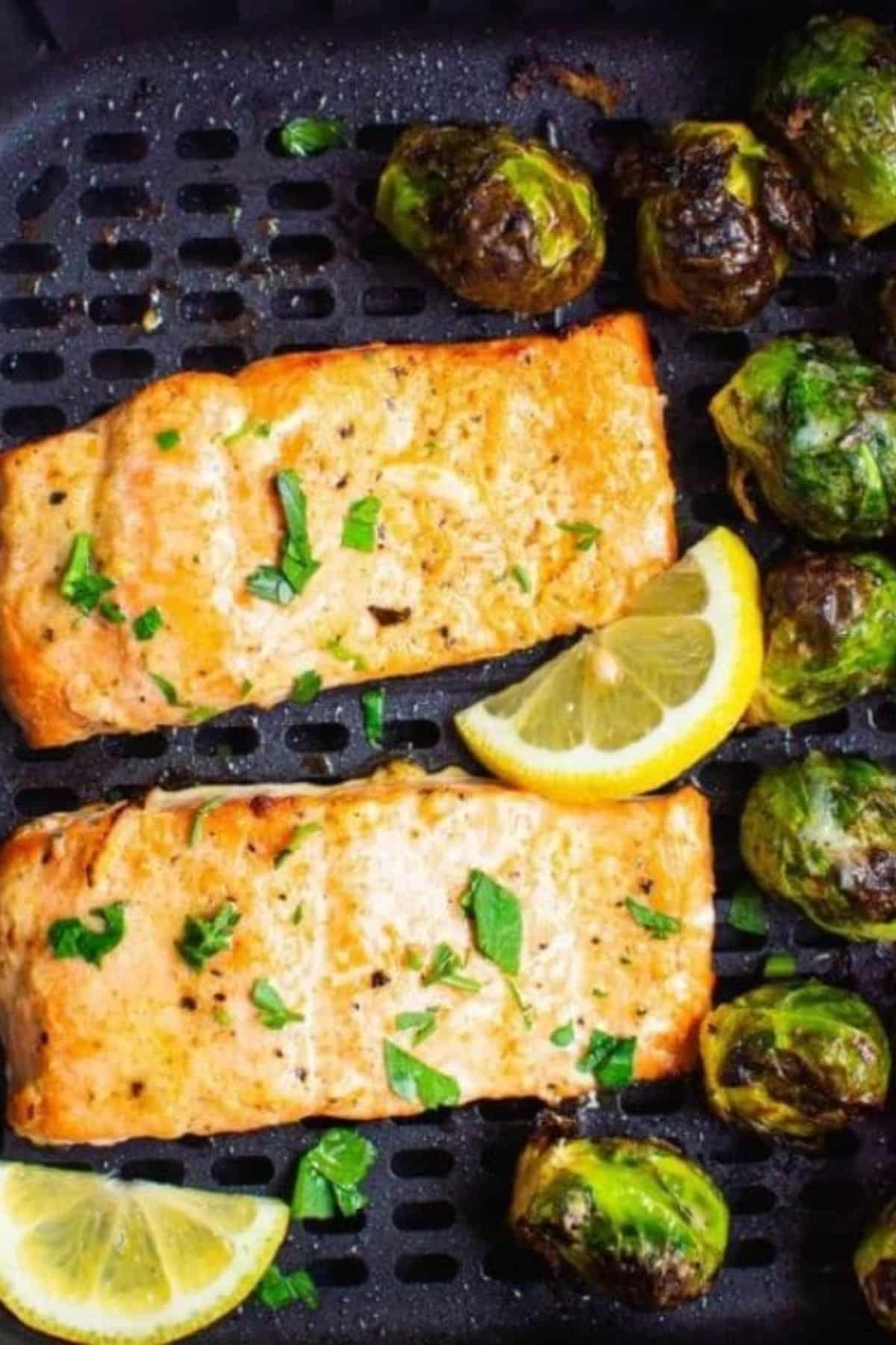 Air Fryer Salmon And Brussels Sprouts