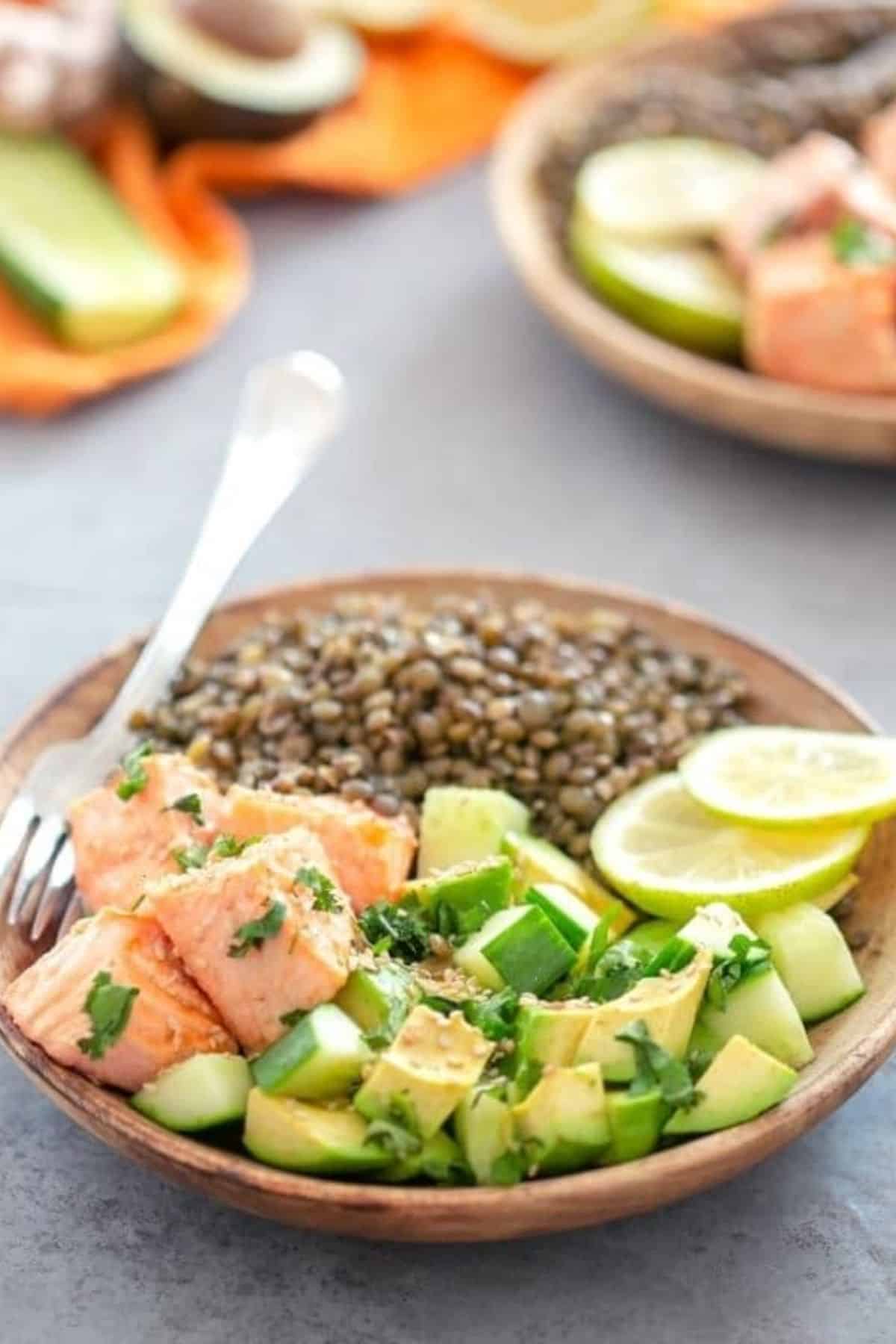 Air Fryer Salmon In Coconut Milk With Lentils (Dairy-free)