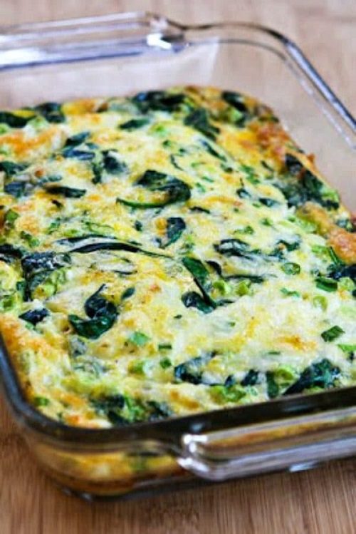 Low carb breakfast recipes Spinach and Mozzarella Egg Bake