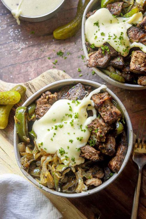 Keto dinner recipes Philly Cheesesteak In A Bowl