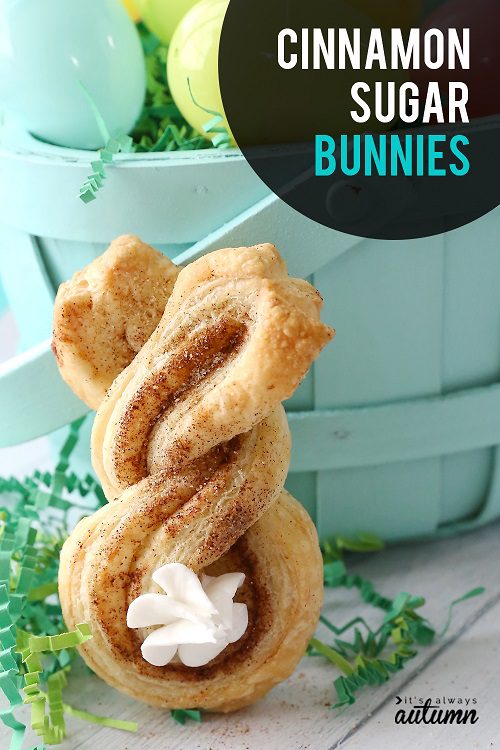 Easter desserts for kids cinnamon sugar bunnies puff pastry easy Easter treat