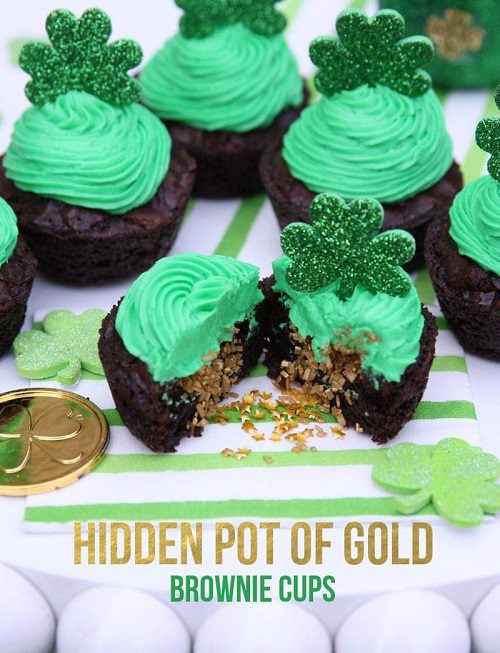 St Patrick’s Day Recipes Hidden POT O’ GOLD brownies