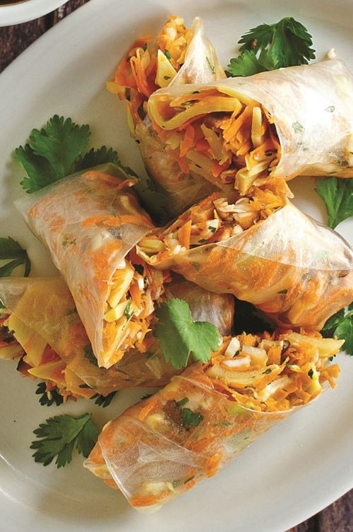 Steamed Spring Rolls With Mushrooms, Napa Cabbage and Bamboo Shoots