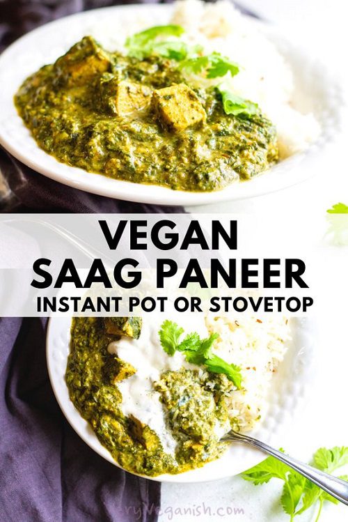Vegan Saag Paneer - Indian Spiced Creamy Spinach