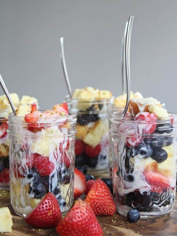 Berry Good Mason Jar Trifles With Vanilla Yogurt Sauce