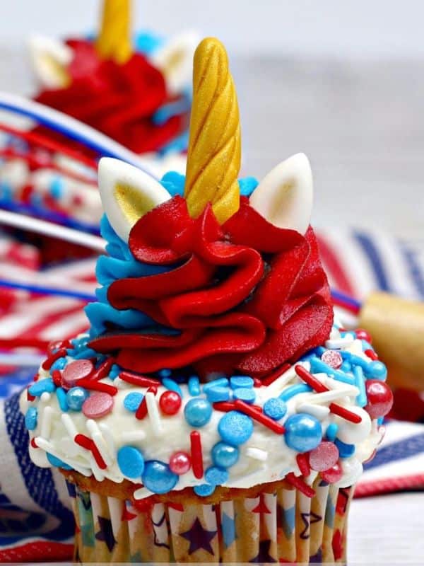 Patriotic Unicorn Sprinkle Cupcake Recipe