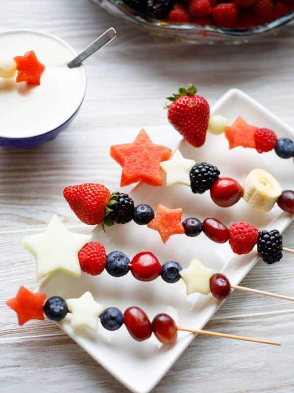 Red, White and Blue Fruit Kabobs
