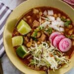 mexican soup with sliced vegetable