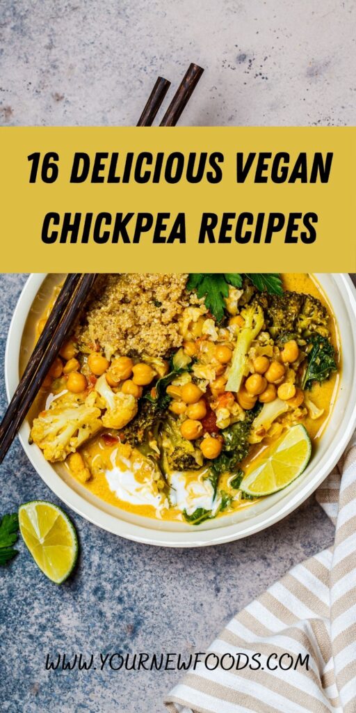 Delicious Vegan Chickpea Recipes showing a bowl of chickpea curry in a white dish