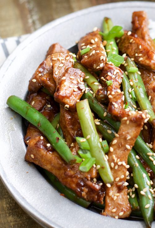 Keto Asian Recipes Sesame Pork and Green Beans
