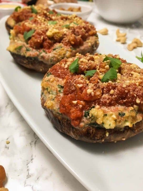 Lasagna Stuffed Portobello Mushrooms [vegan]