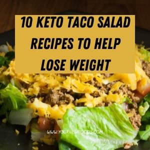 Taco Salad Recipes to Help Lose Weight with a taco salad and a black background