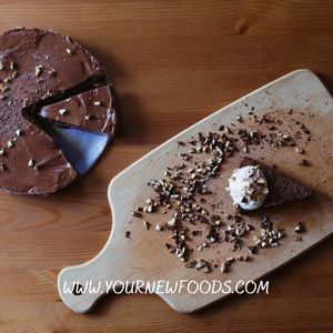 nutella cakes with a pice on a chopping board with a handle
