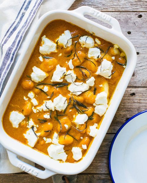 Vegetarian Recipes For Fall Baked Gnocchi with Pumpkin Sauce
