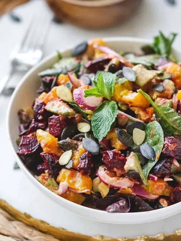 Thanksgiving Side Dish Pumpkin And Beetroot Salad (Vegan)