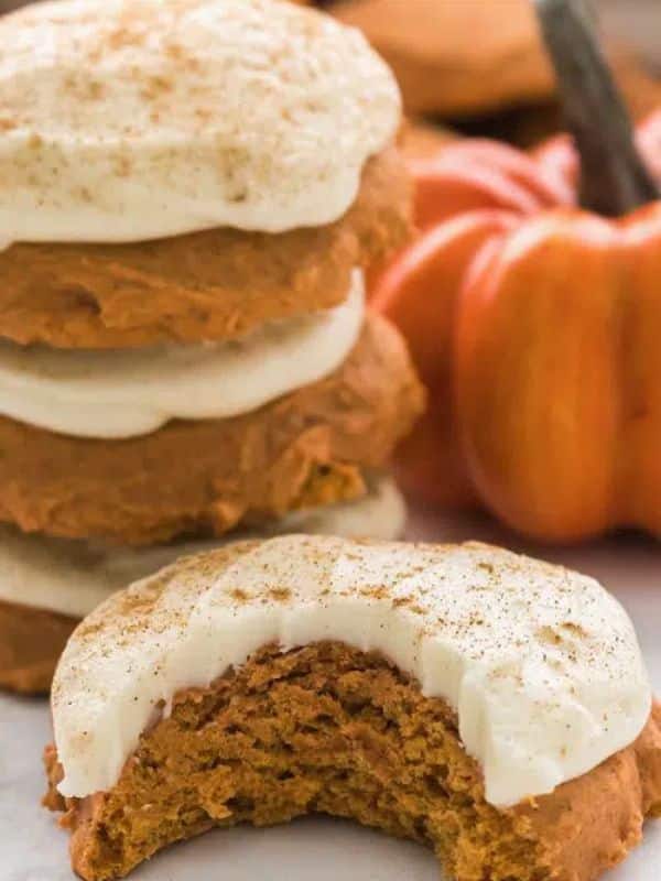 Pumpkin Cookies with Cinnamon Cream Cheese Frosting Thanksgiving dinner dessert