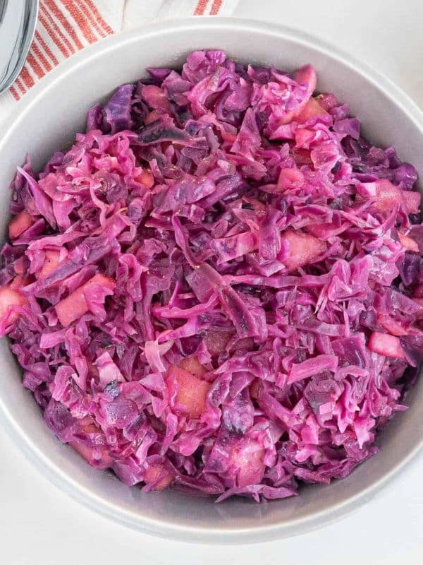 Thanksgiving Side Dish Sweet and Sour Red Cabbage with Apples