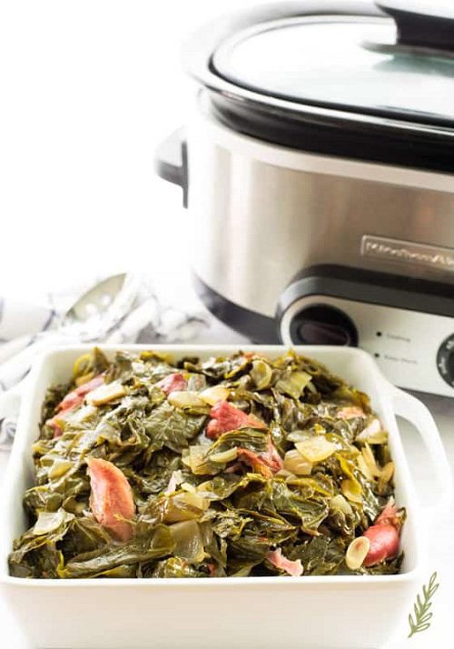 Country Style Collard Greens in the Slow Cooker