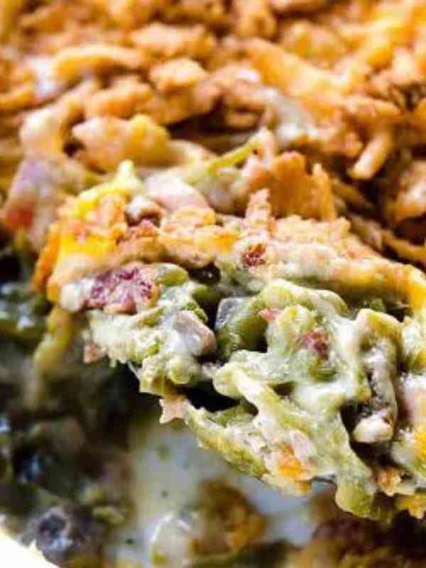 The BEST Green Bean Casserole with Bacon and Cheese