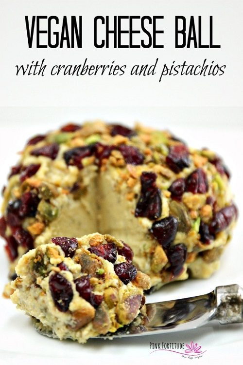 Christmas Appetizers Vegan Vegan Cheese Ball with Cranberries and Pistachios