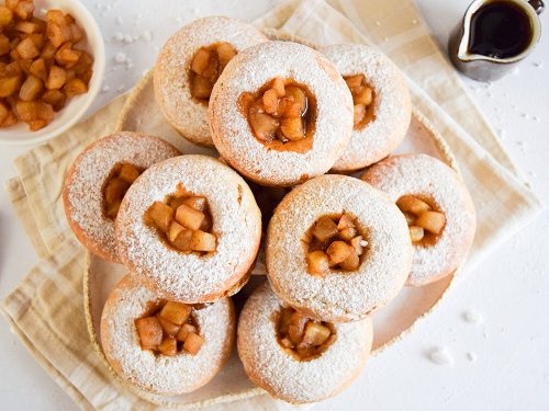 Vegan donuts with apple filling