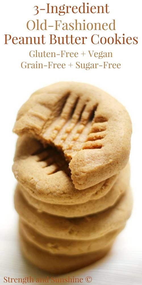 3-Ingredient Old-Fashioned Peanut Butter Cookies (Gluten-Free, Vegan, Keto)
