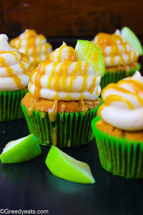 Caramel Apple Cupcakes With Cinnamon Cream Cheese Frosting