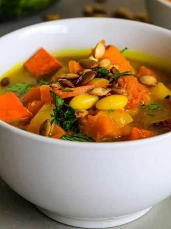 Healthy Pumpkin Soup Recipe with White Beans