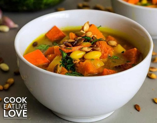 Healthy Pumpkin Soup Recipe with White Beans