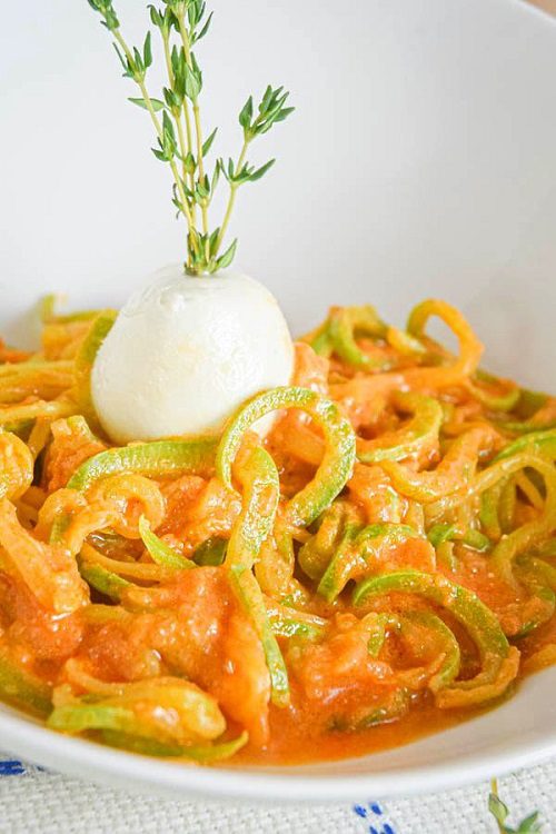 Vegetarian Keto Dinners Keto Zucchini ‘Noodles’ with Creamy Tomato Sauce