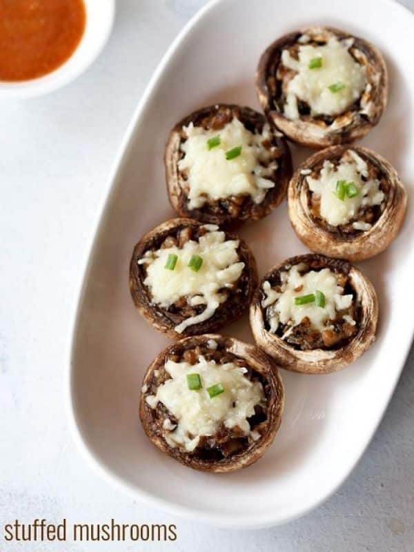 Vegetarian Stuffed Mushrooms With Herbs And Cheese