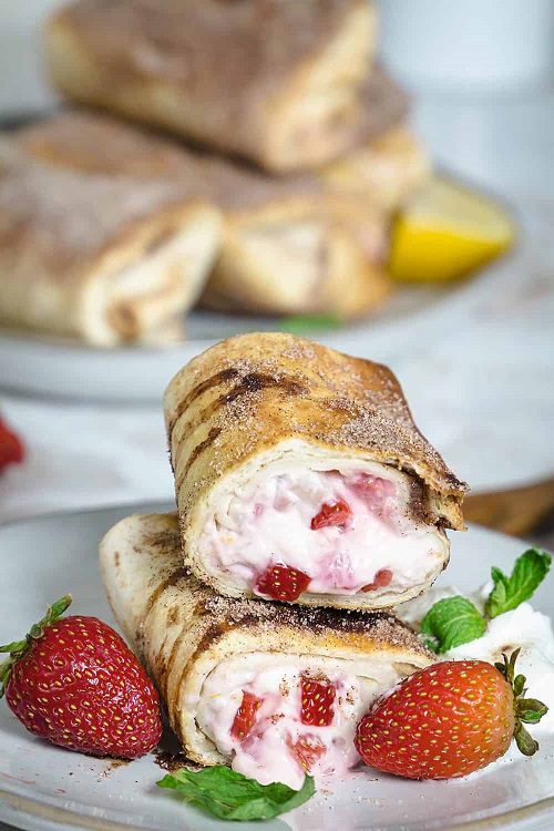 Air Fryer Mexican Strawberry Cheesecake Chimichangas