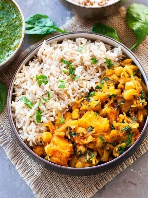 Butternut Squash And Chickpea Curry With Spinach (Instant Pot And Stovetop)