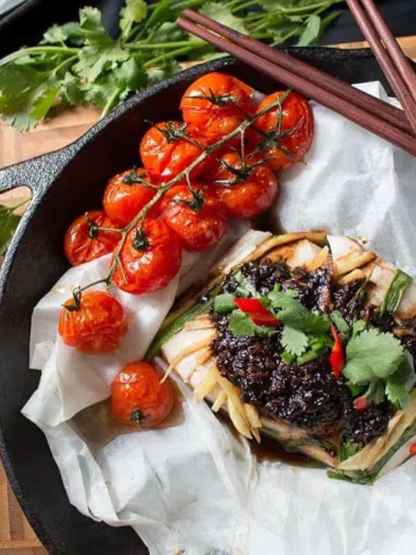 Baked Cod Parcels with Black Bean Sauce
