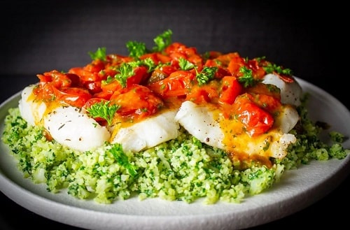 Baked Fish Fillets with Cherry Tomato Sauce