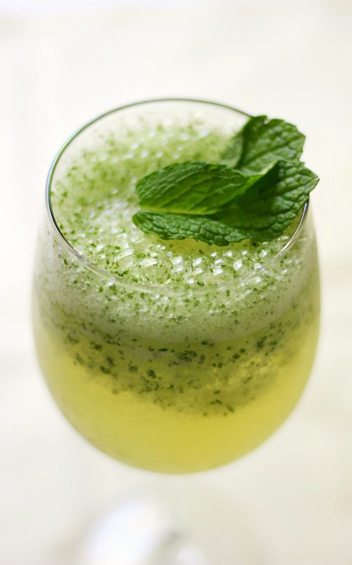 Non-Alcoholic Cocktail Frosty Coconut Mint Green Tea Mocktail