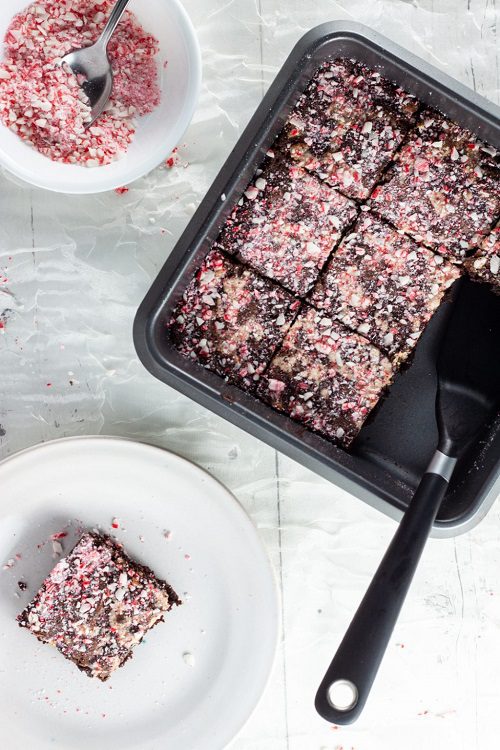 Hot Cocoa Peppermint Bark Brownies