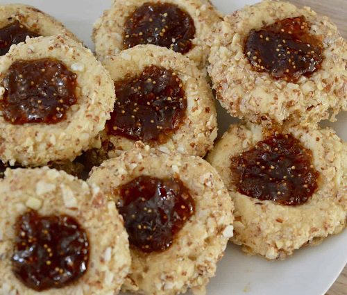 Italian Thumbprint Cookies - Fig Spread And Almonds