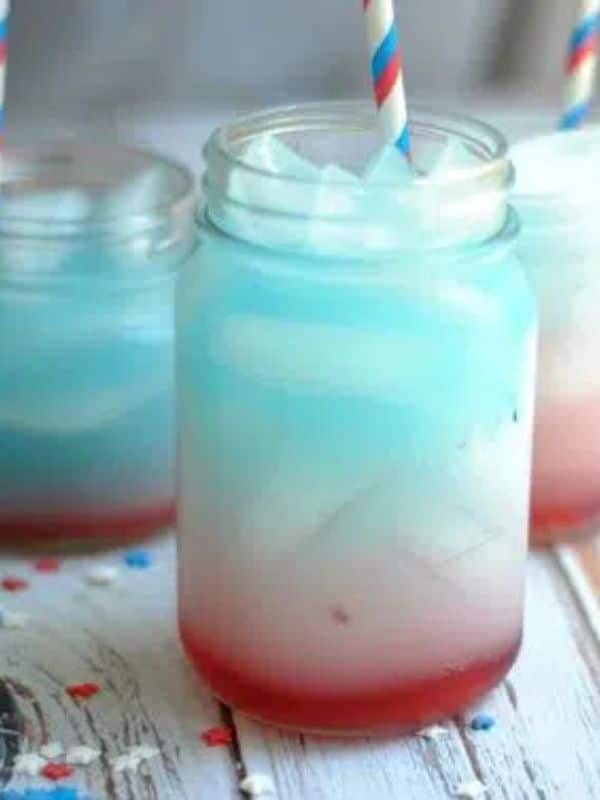 Non-Alcoholic Cocktail Red, White & Blue Layered 4th of July Mocktail
