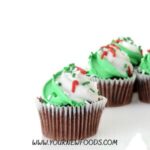 peppermint cupcakes with white and green frosting