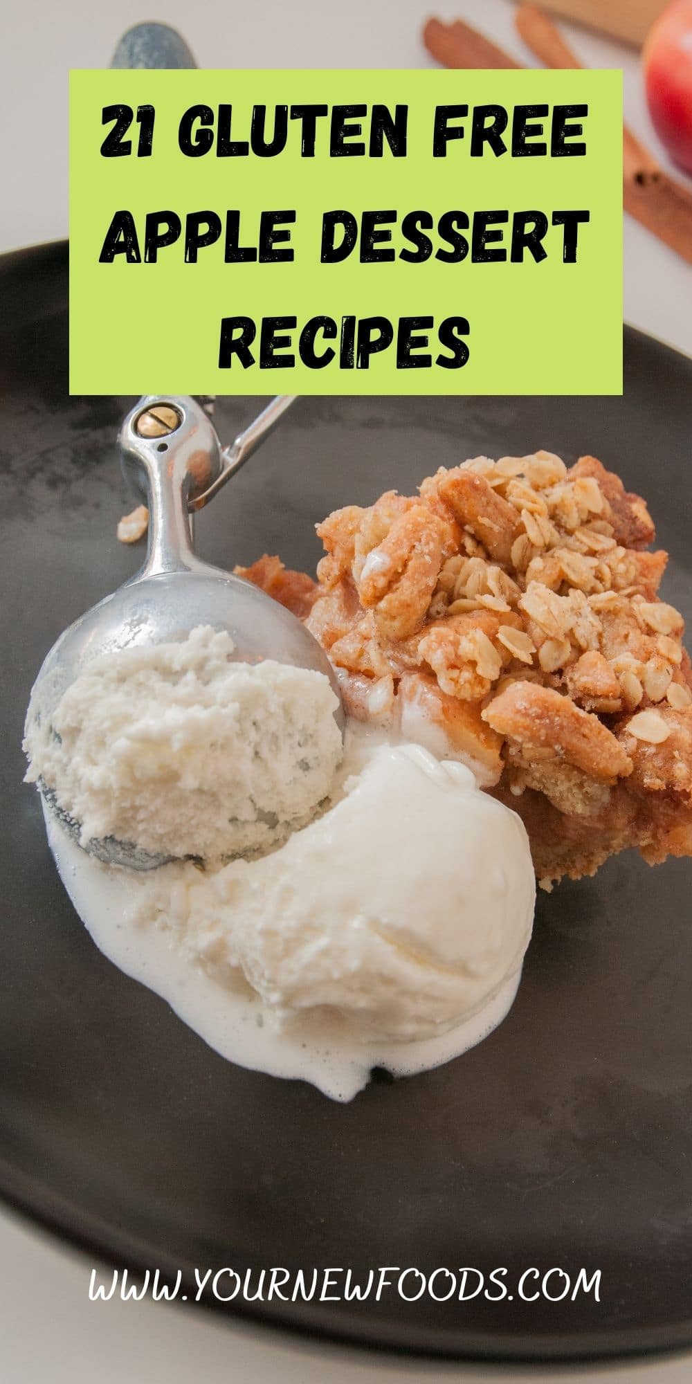 Gluten free apple crumble with a scoop of ice-cream