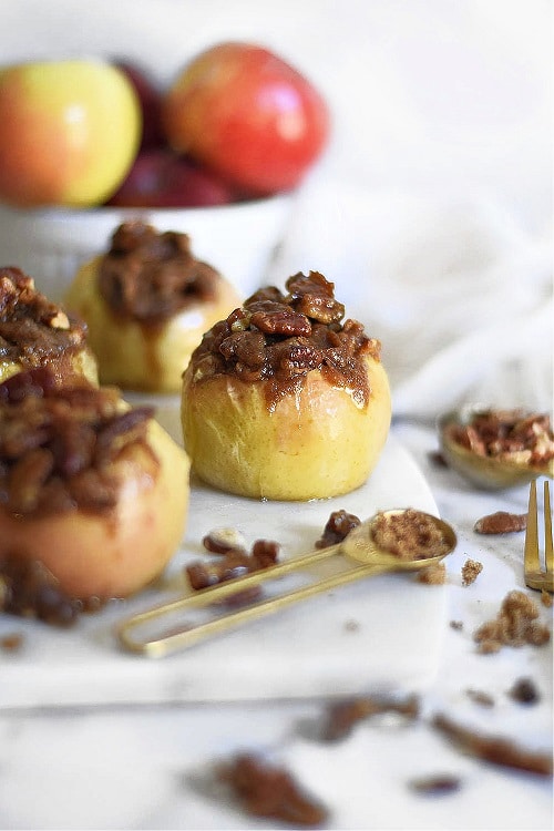 Baked Honeycrisp Apples with Butter Pecan and Brown Sugar Topping