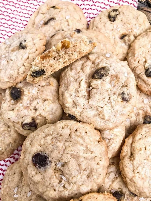 Chewy Coconut Oatmeal Raisin Cookies with Walnuts