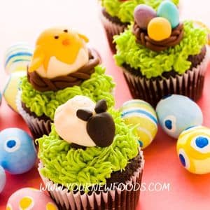 Easter cupcakes with mini edible animals