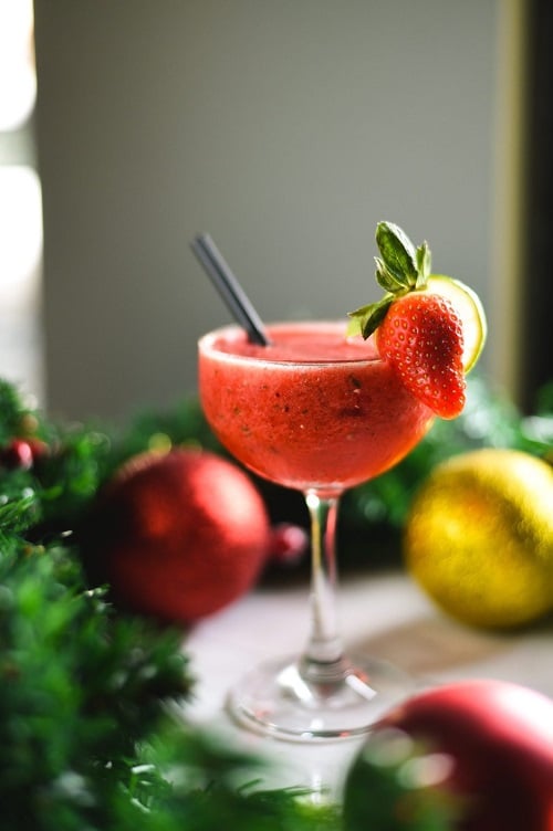 Easy 2 Ingredient Non Alcoholic Strawberry Daiquiri Mocktail Recipe
