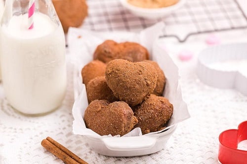 Valentine's Day Dessert Easy Heart Shaped Mini Sugar Doughnut Holes – Cinnamon Roll Hack