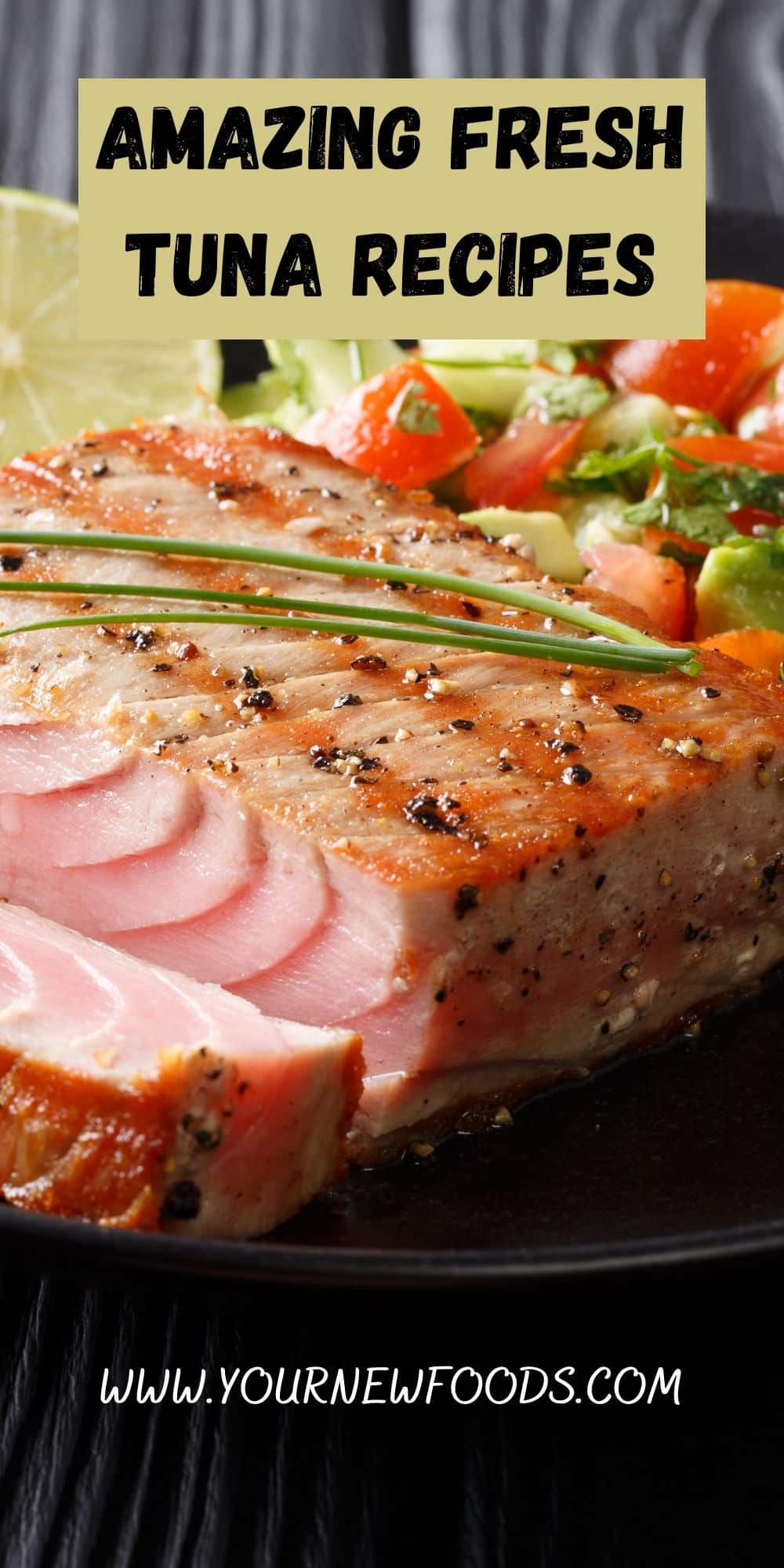 Fresh Tuna on a plate with a small salad