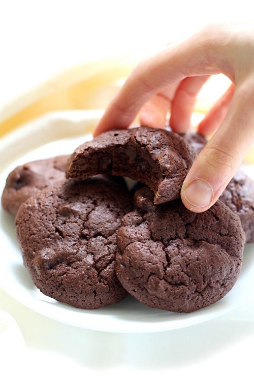Valentine's Day Dessert Gluten-Free Vegan Double Chocolate Chunk Brownie Cookies (Allergy-Free)