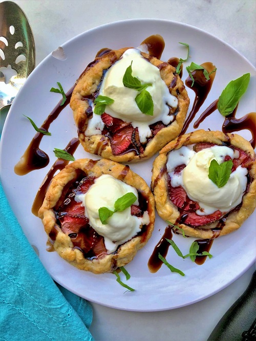 Balsamic Galettes with Basil and Mascarpone