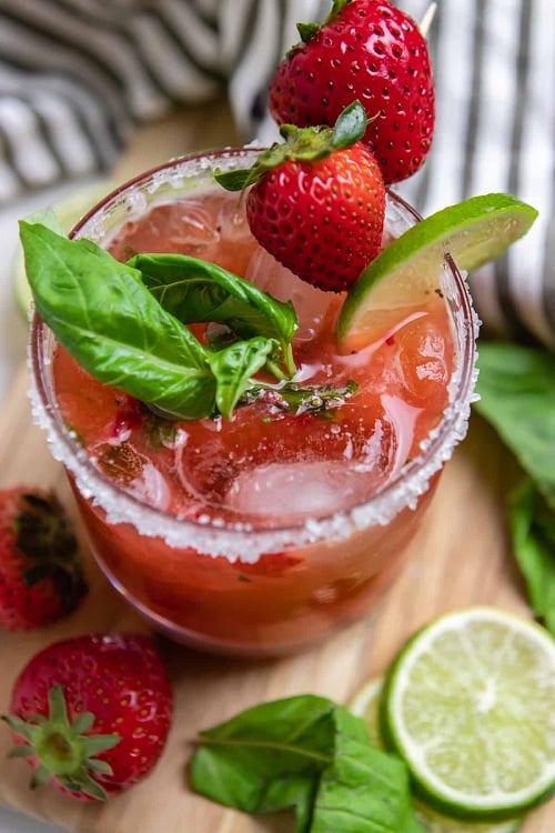 Strawberry Basil Margarita Cocktail Recipe